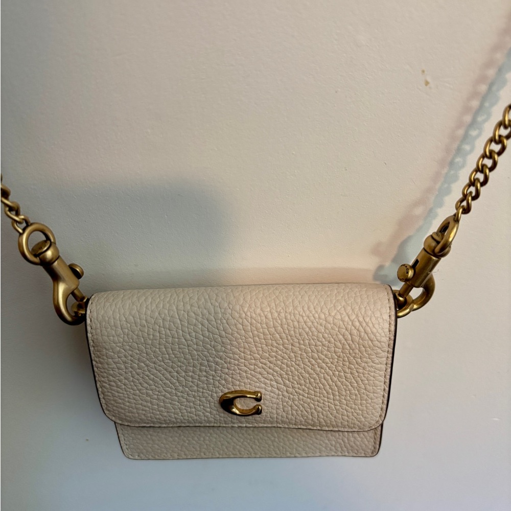 Coach Cream Crossbody Bag with Gold Chain